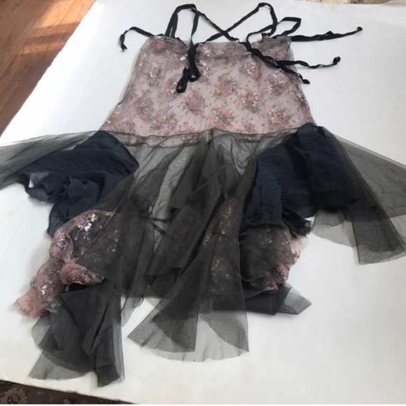 RARE Free People Ballerina Fairy Slip Dress Pink/Gray Combo - Picture 9 of 11